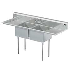 Griffin coved corner commercial sinks w/ left & right drainboards