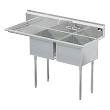 Griffin coved corner commercial sink w/ left drainboard