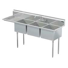Griffin coved corner commercial sink with left drainboard