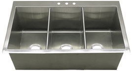 Griffin triple bowl square corner design sink