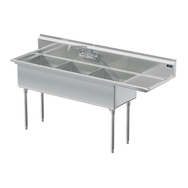 Griffin coved corner commercial sink w/ right drainboard