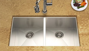 Houzer Contempo series CTD-3350 50/50 double bowl zero radius sink