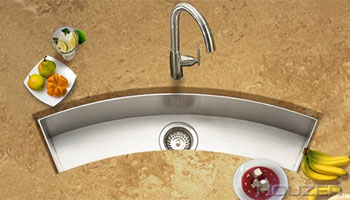 Houzer Contempo series CTC-3312 curved zero radius trough-style bar/prep sink