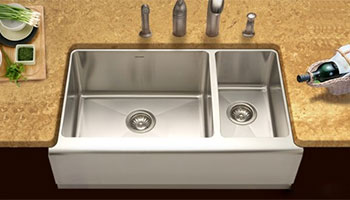 Houzer Epicure series EPO-3370 70/30 double bowl apron front sink