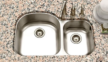 Houzer Eston series PNC-3200SR offset double bowl undermount kitchen sink