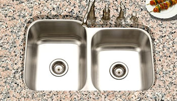 Houzer Eston series PNE-3300SR offset double bowl undermount kitchen sink