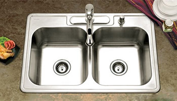 Houzer Glowtone series 3322 double bowl drop-in sink