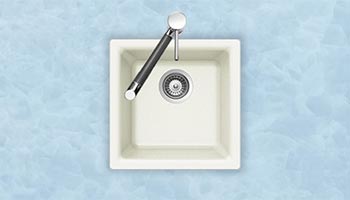 Houzer Quartztone series E-100 granite composite dual mount bar/prep sink in Cloud (White)