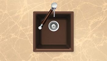 Houzer Quartztone series E-100 granite composite dual mount bar/prep sink in Earth (Brown)