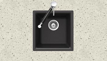 Houzer Quartztone series E-100 granite composite dual mount bar/prep sink in Midnite (Black)