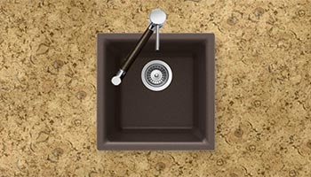 Houzer Quartztone series E-100 granite composite dual mount bar/prep sink in Mocha (Brown)