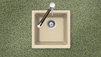 Houzer Quartztone series E-100 granite composite dual mount bar/prep sink in Sand (Tan)