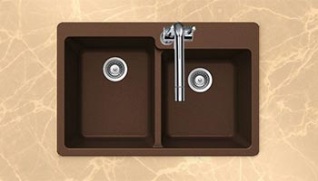 Houzer Quartztone series M-175 granite composite 60/40 double bowl drop-in sink in Earth (Brown)