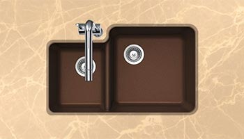 Houzer Quartztone series S-175U granite composite 70/30 double bowl undermount sink in Earth (Brown)