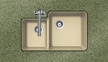 Houzer Quartztone series S-175U granite composite 70/30 double bowl undermount sink in Sand (Tan)