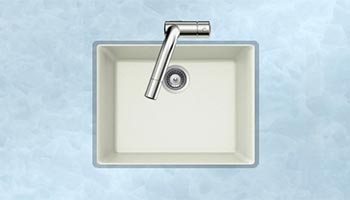 Houzer Quartztone series G-100U granite composite small single bowl undermount sink in Cloud (White)