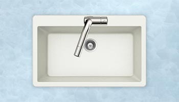 Houzer Quartztone series V-100 granite composite large single bowl drop-in sink in Cloud (White)