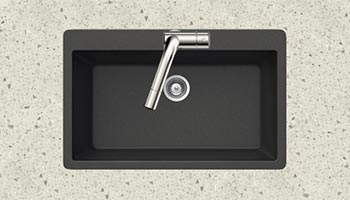 Houzer Quartztone series V-100 granite composite large single bowl drop-in sink in Midnite (Black)