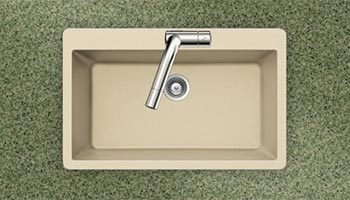 Houzer Quartztone series V-100 granite composite large single bowl drop-in sink in Sand (Tan)