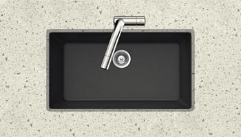 Houzer Quartztone series V-100U granite composite large single bowl undermount sink in Midnite (Black)