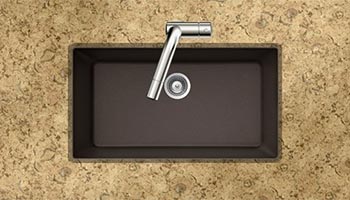 Houzer Quartztone series V-100U granite composite large single bowl undermount sink in Mocha (Brown)