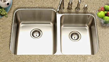 Houzer Medallion Gourmet series MES-3221 offset double bowl undermount kitchen sink