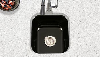 Houzer Porcela series PCB-1750 undermount bar/prep sink in Black porcelain enamel