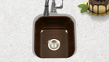 Houzer Porcela series PCB-1750 undermount bar/prep sink in Espresso Brown porcelain enamel