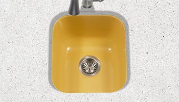 Houzer Porcela series PCB-1750 undermount bar/prep sink in Lemon Yellow porcelain enamel