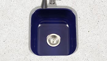 Houzer Porcela series PCB-1750 undermount bar/prep sink in Navy Blue porcelain enamel