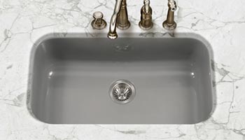 Houzer Porcela series PCG-3600 large single bowl undermount kitchen sink in Slate Gray porcelain enamel