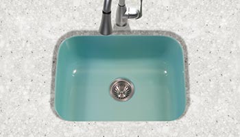 Houzer Porcela series PCS-2500 small single bowl undermount kitchen sink in Mint Green porcelain enamel