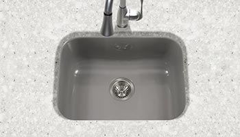 Houzer Porcela series PCS-2500 small single bowl undermount kitchen sink in Slate Gray porcelain enamel