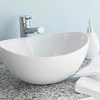 Porcelain above-counter lavatory sink
