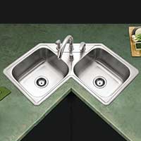 Stainless steel corner kitchen sink