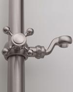 traditional cross with finish-matching button hand held shower mount