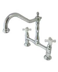 Victorian bridge-style designer kitchen faucet