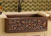 Copper apron front sink