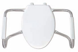 image of the ADA compliant toilet seat and cover with safety grab bars