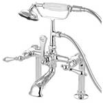 Deck mount leg tub faucet