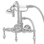 Gooseneck leg tub faucet with handshower