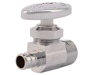 PEX barbed compression-style straight stop with 1/2-inch male threaded outlet