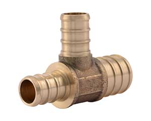 PEX 3/4-inch x 1/2-inch x 1/2-inch barbed reducing tee