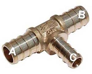 PEX barbed reducing tee