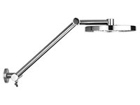 Disc shower head with adjustable shower arm