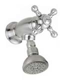 Outdoor pool foot shower with old-fashioned cross handle