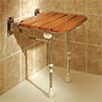 Fold-up rubberwood shower bench