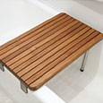Teak edge-mounted bathtub bench