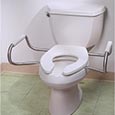 Toilet seats with safety bars