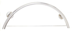 Seachrome Half-Moon Bay curved grab bar with integral towel bar in uncoated polished stainless steel